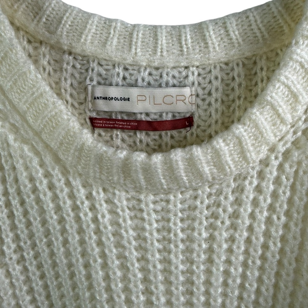 Anthropologie PILCRO Devenne Oversized Chunky Pointelle  Crewneck Sweater Large - Picture 4 of 6